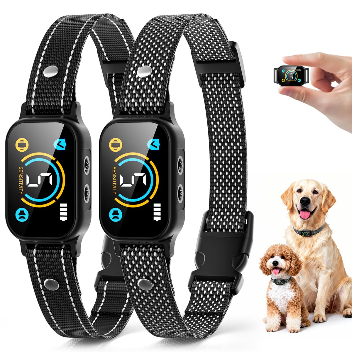 2 Pack Rechargeable Dog Bark Collar with Beep Vibration U563