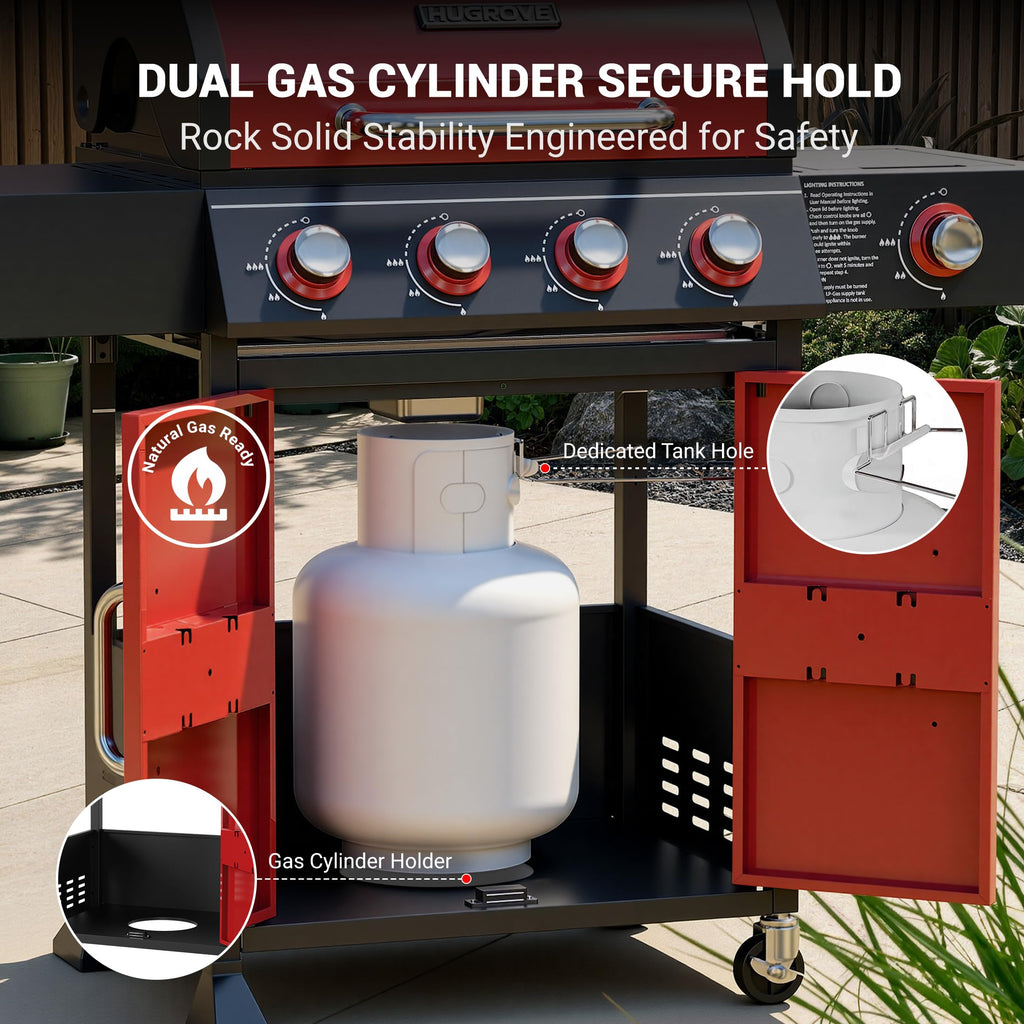 4 Burner Propane Gas Grill with Side Burner O29299