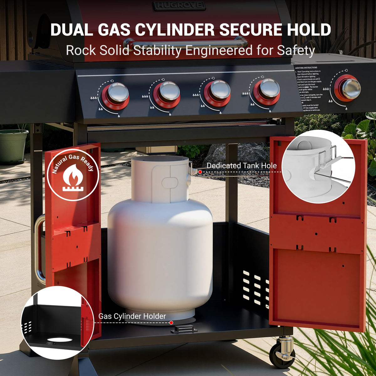 4 Burner Propane Gas Grill with Side Burner O29299