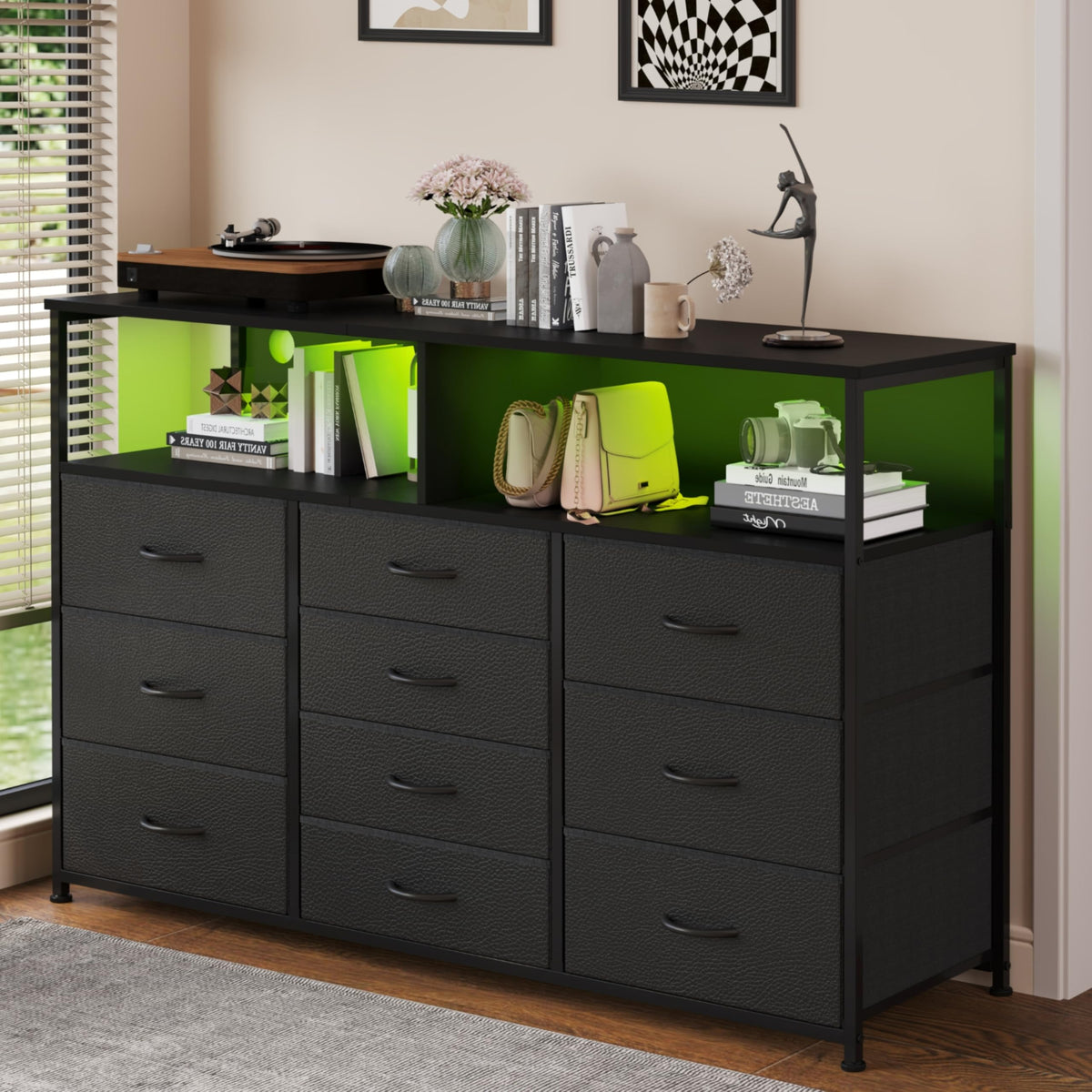 55" W 10 Drawers Dresser with LED M35476