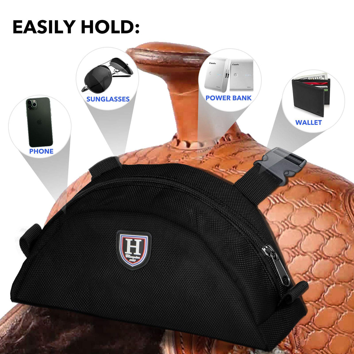 Saddle Pommel Pocket with Waterproof Fabric Pouch C924