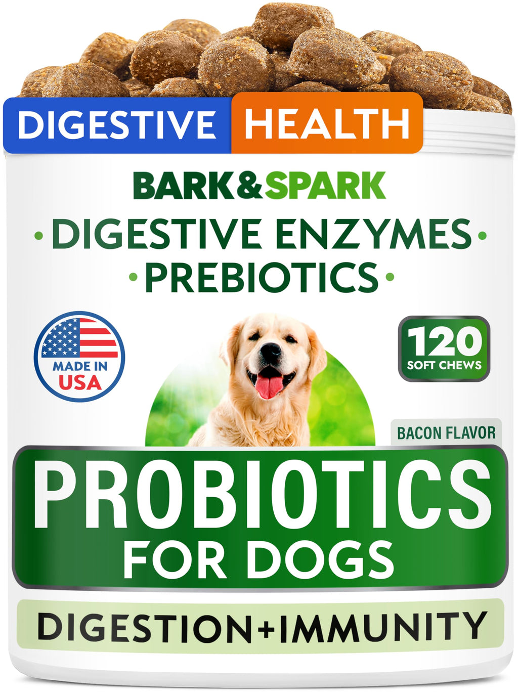 Dog Probiotics 120 Chews with Enzymes & Fiber S3626
