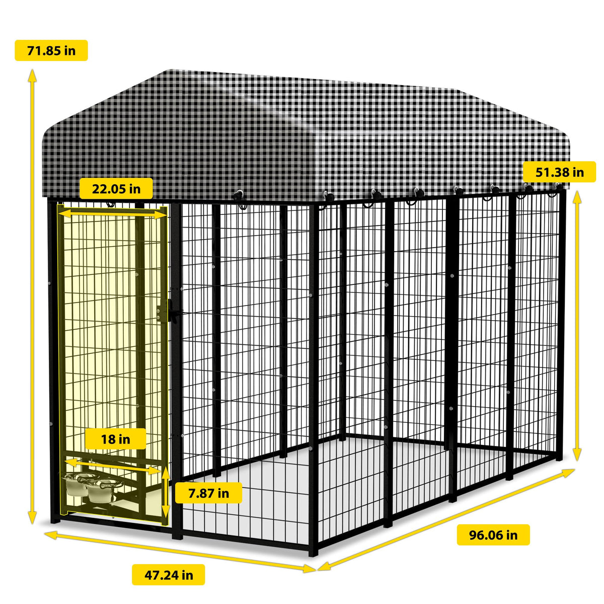 8x4x6 FT Outdoor Dog Kennel with Roof Cover L6797