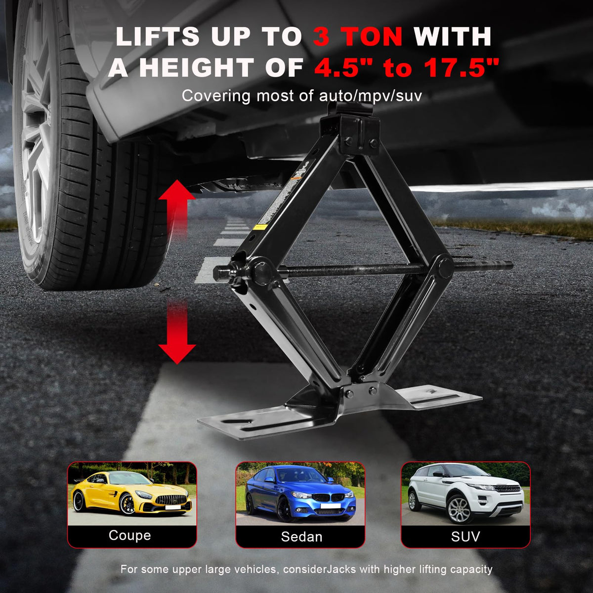 3 Ton Scissor Car Jack with Lug Wrench M983