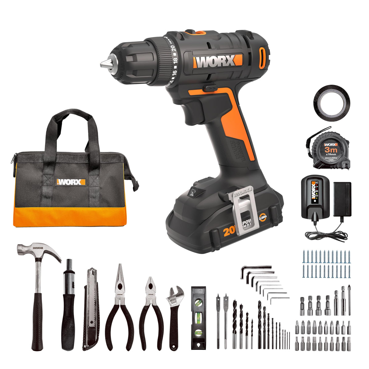 Cordless Drill Driver 20V 3/8-Inch 84-Piece Kit Z578965