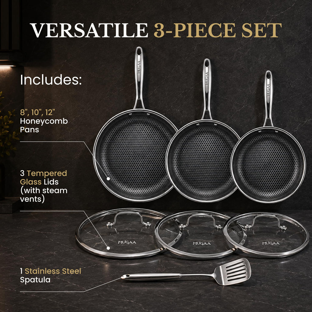 8/10/12" Stainless Steel Nonstick Pan Set I2469