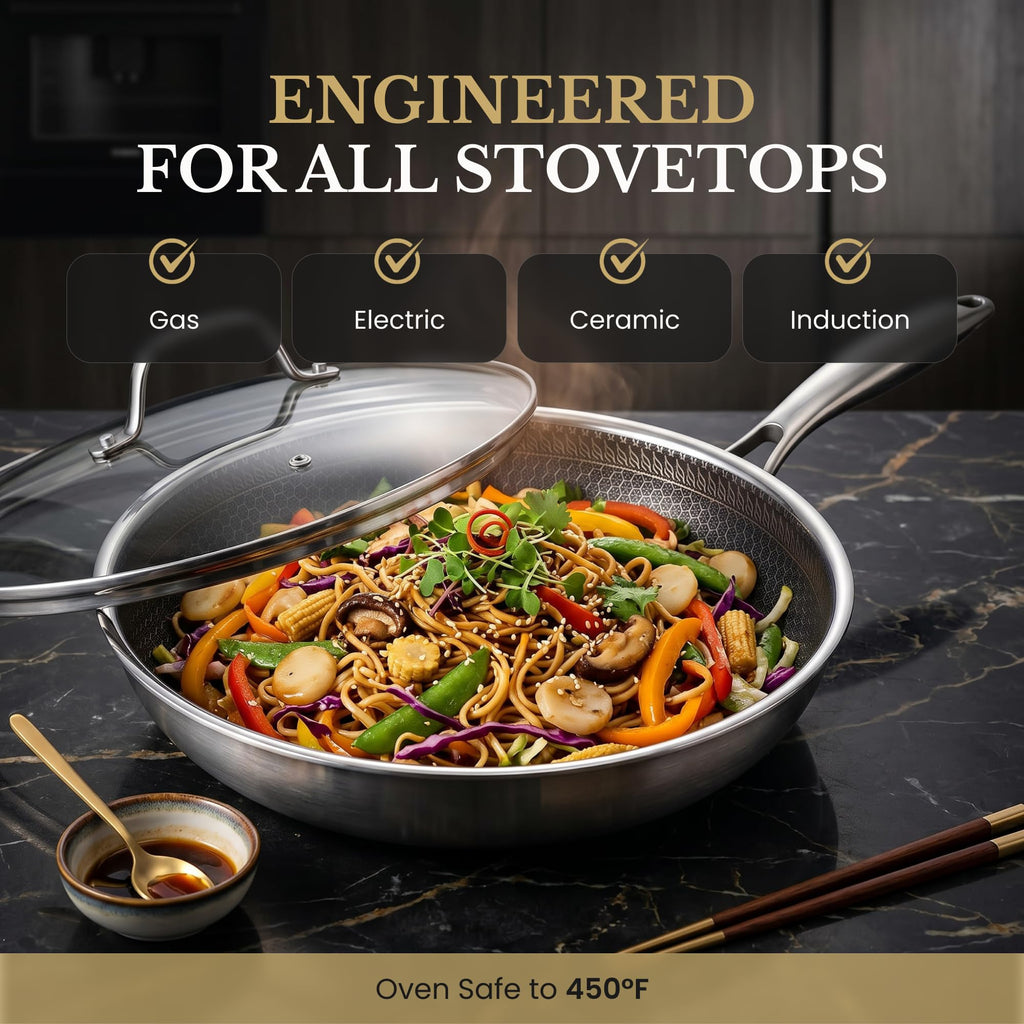 8/10/12" Stainless Steel Nonstick Pan Set I2469