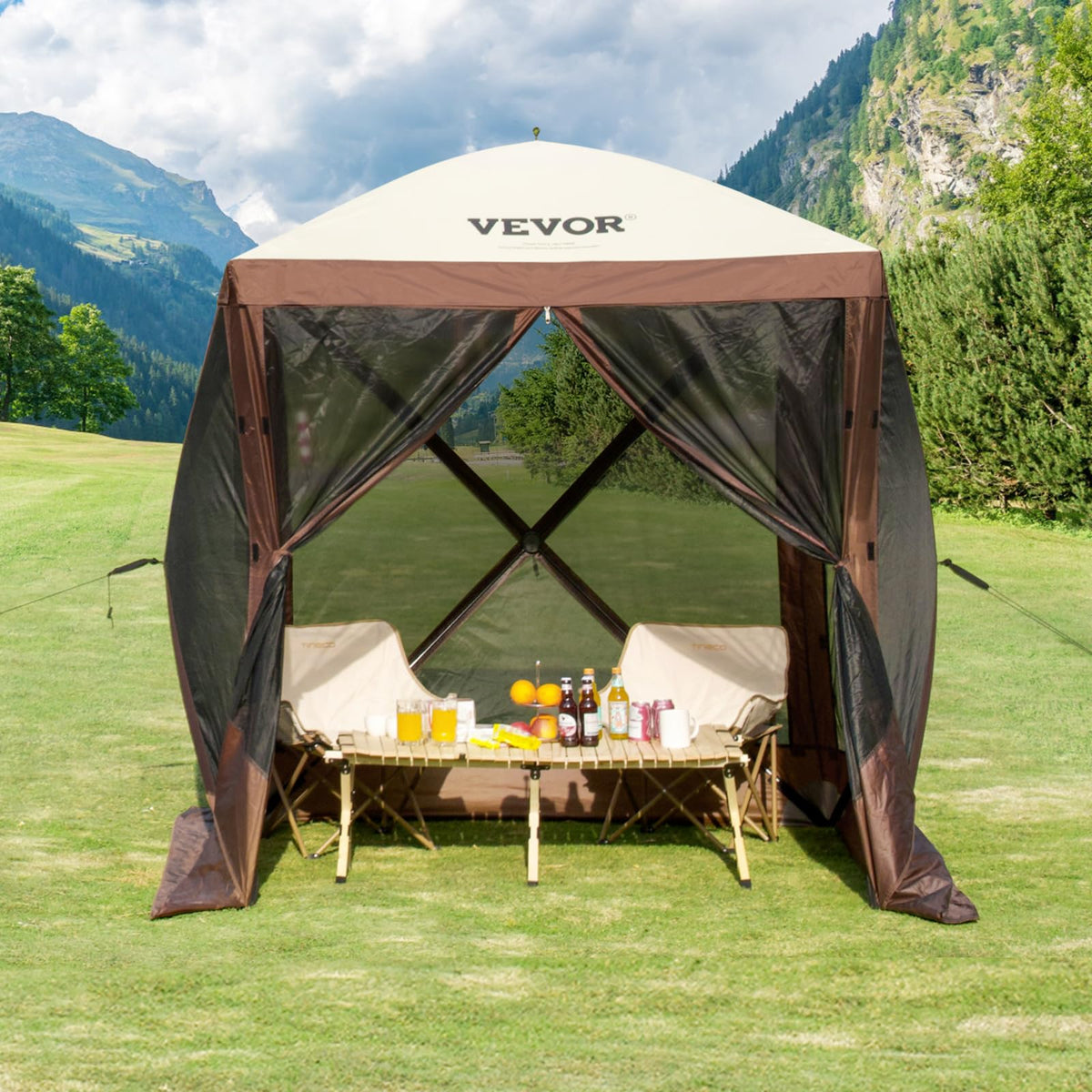 6 x 6 ft Pop Up Gazebo Tent with Mosquito Netting and Privacy Panels Y1576