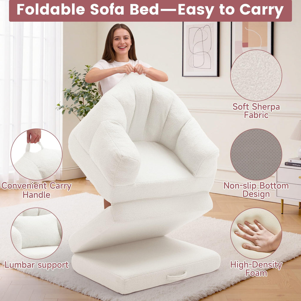 Beige 2 in 1 Convertible Sleeper Sofa Bed V1463