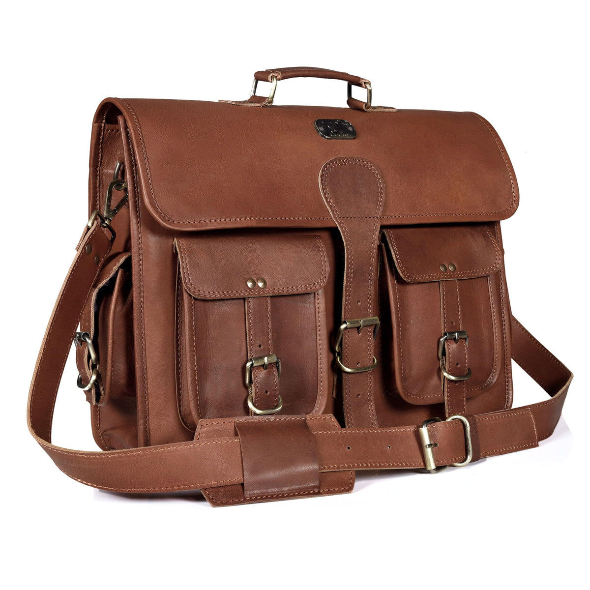 18 Inch Full Grain Buffalo Leather Laptop Briefcase N465