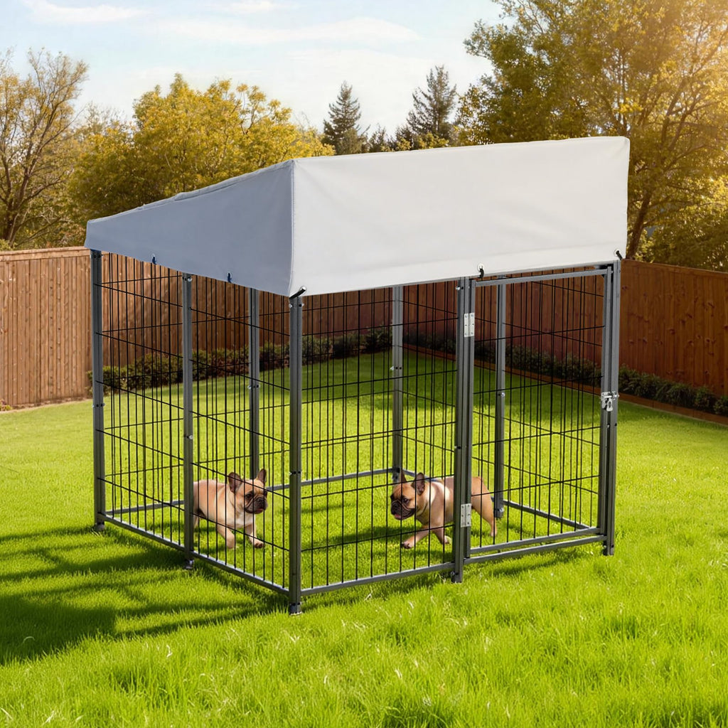Outdoor Dog Kennel with UV-Resistant & Waterproof Roof Cover J823799