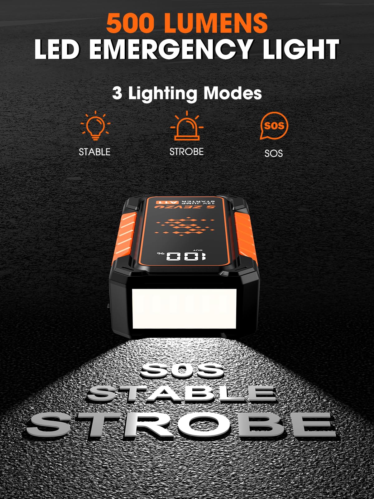 5000A Portable 12V Lithium Jump Starter with USB Charger W87424
