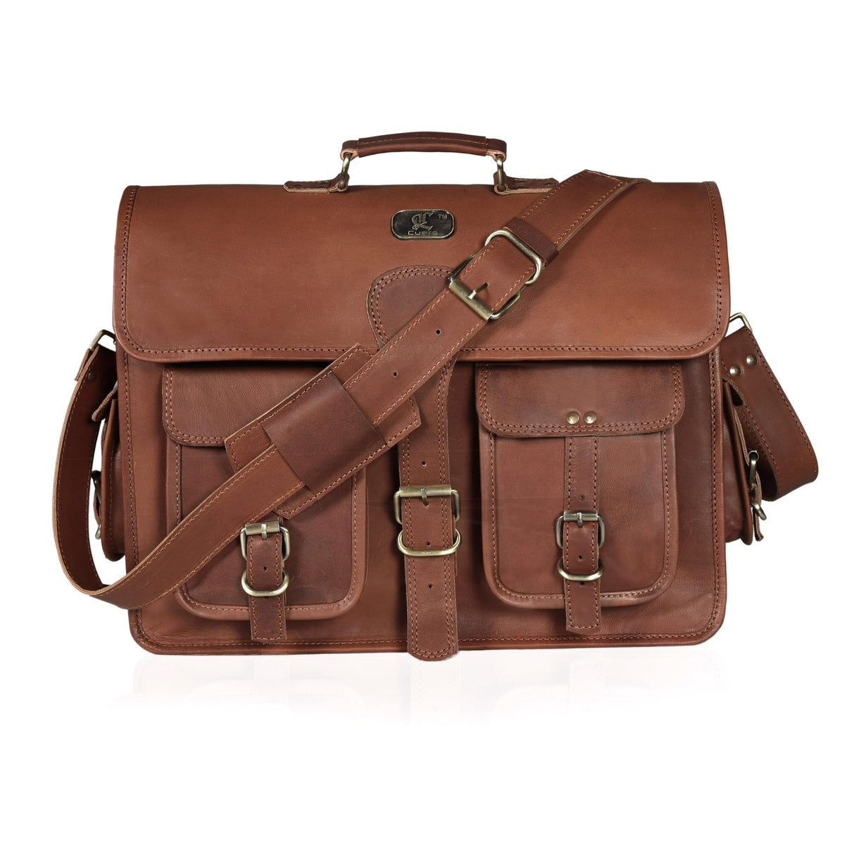 18 Inch Full Grain Buffalo Leather Laptop Briefcase N465