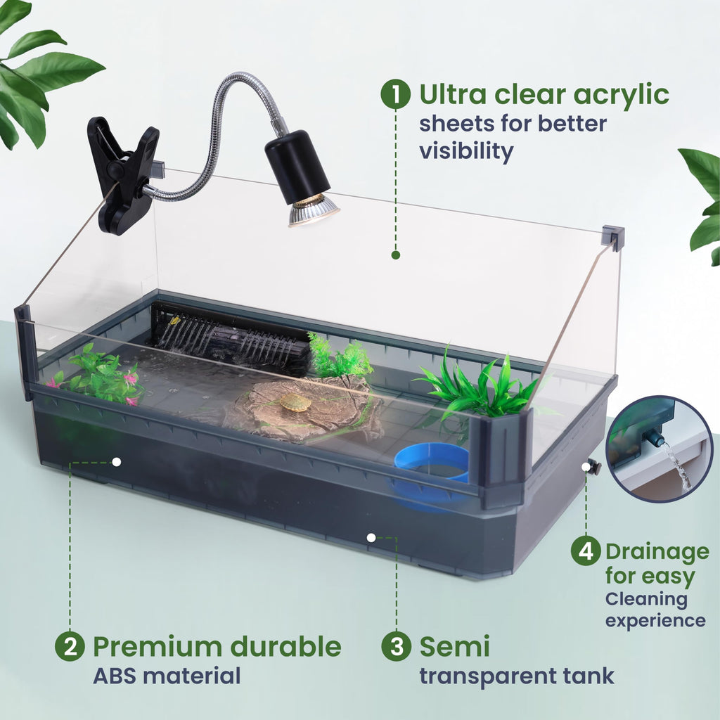 Black Turtle Tank Kit with Filter, UVB Lamp and Basking Platform N441446