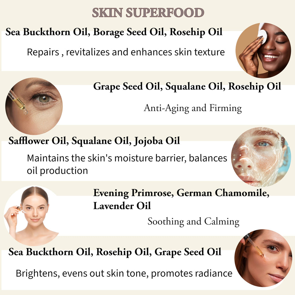 Organic Anti Aging Facial Oil with Sea Buckthorn, Jojoba, Squalane & Lavender 1oz K235