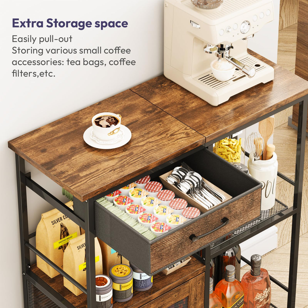 Coffee Bar Cabinet with Drawers F1190