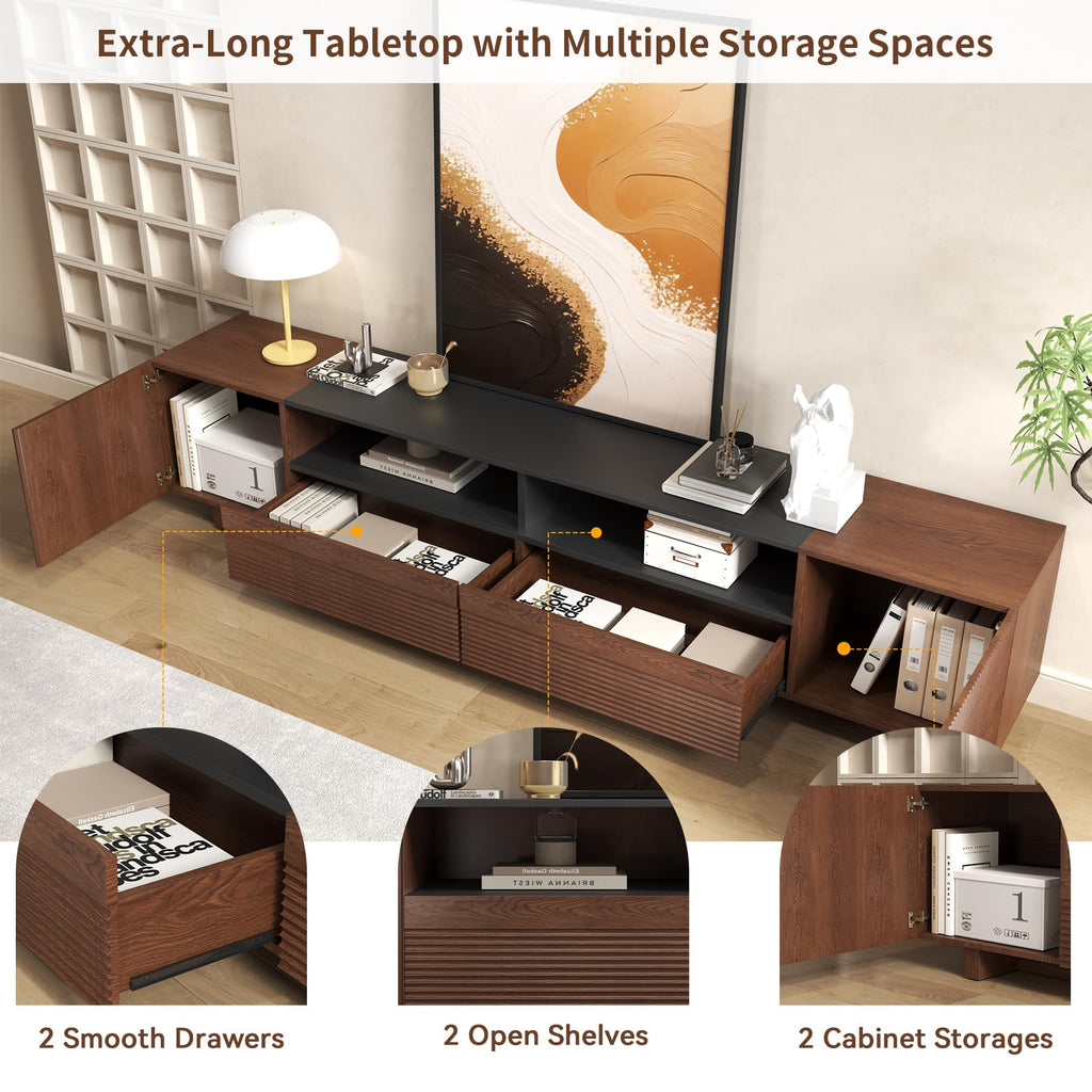 78.8 Inch Dark Brown Walnut TV Stand with Storage X68425