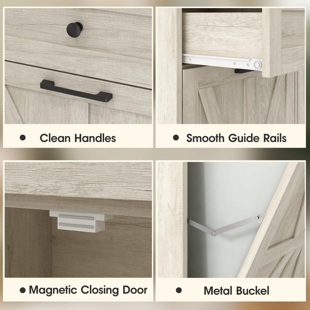 Double Tilt Out Trash Bin Holder Walnut White Wooden 10 Gallon M416