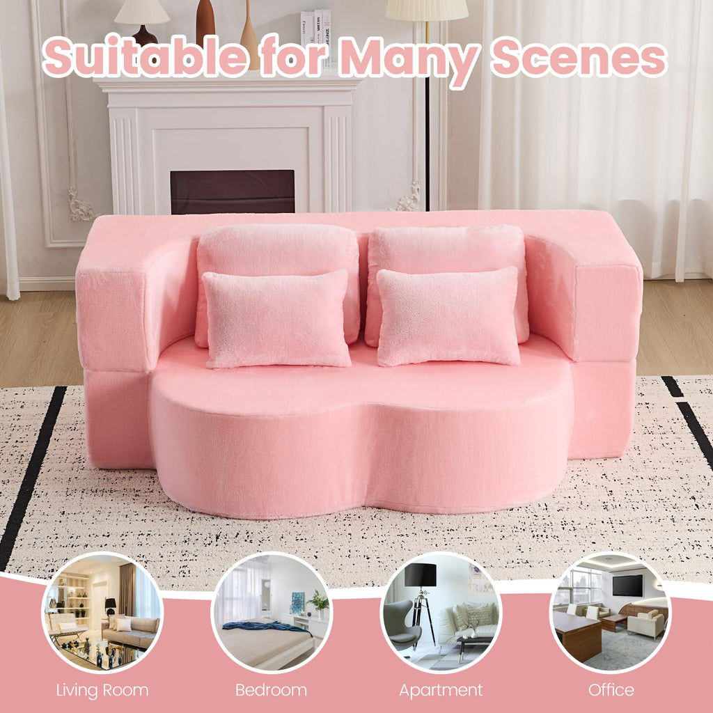 Pink Convertible Sofa Bed N92013