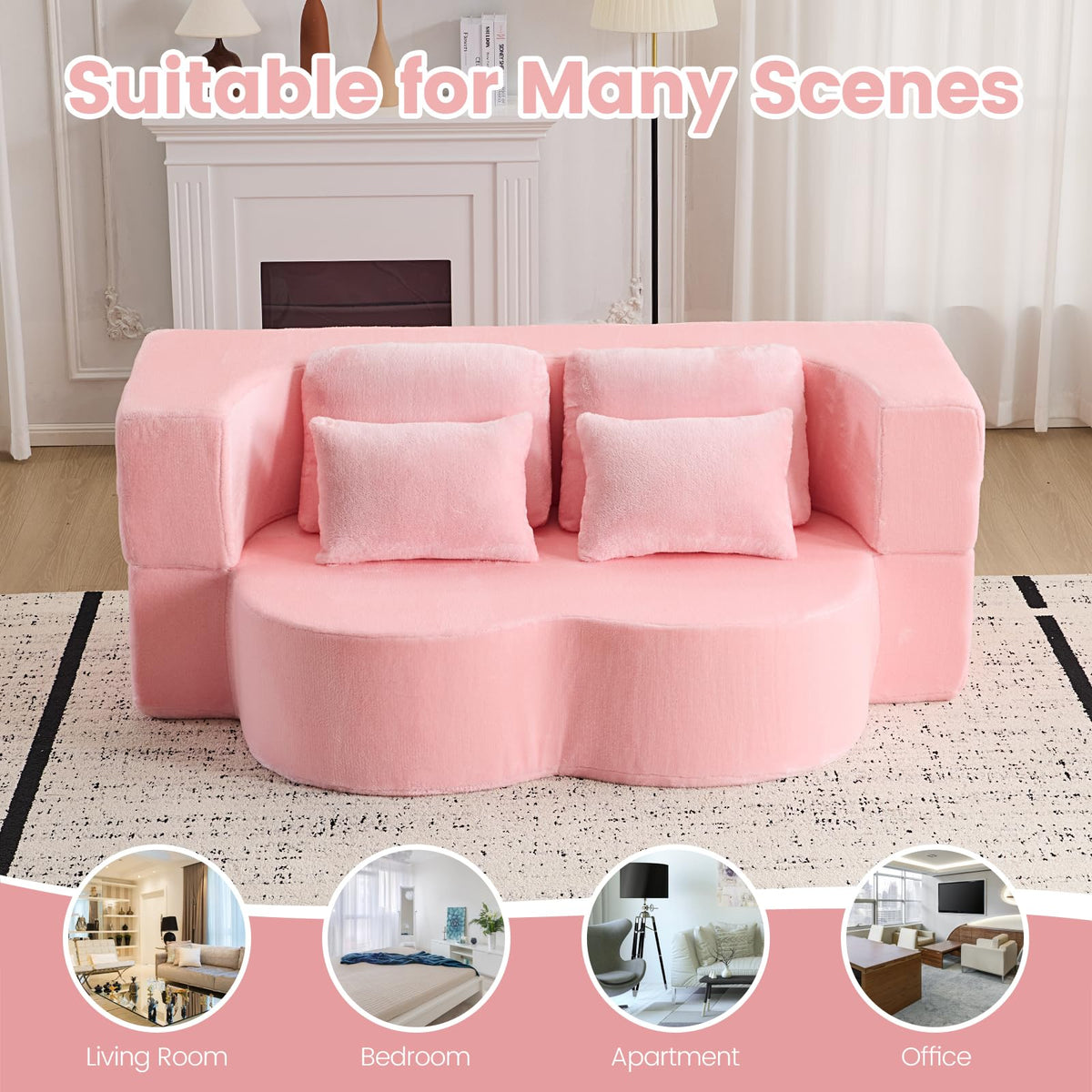 Pink Convertible Sofa Bed N92013
