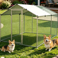 Large Outdoor Dog Kennel Heavy Duty Metal Dog Run with Weatherproof Cover U653292