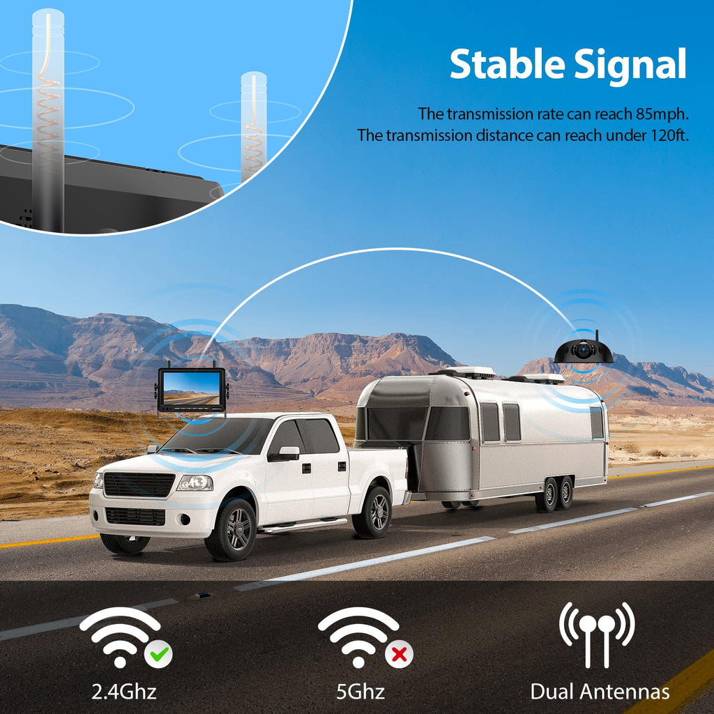 1080P 7" Wireless RV Backup Camera System with DVR Monitor O112349
