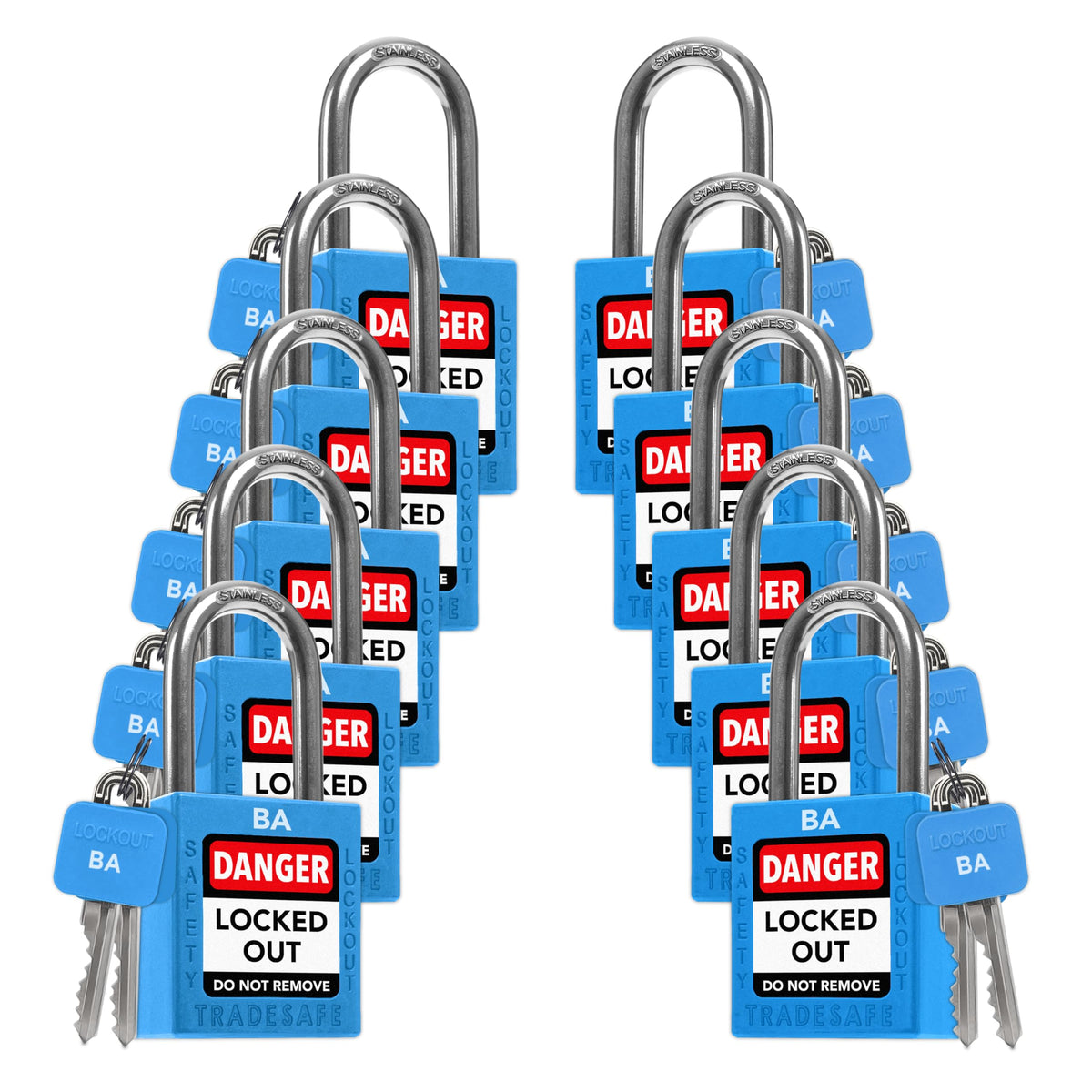 10 Blue Keyed Alike Locks G750