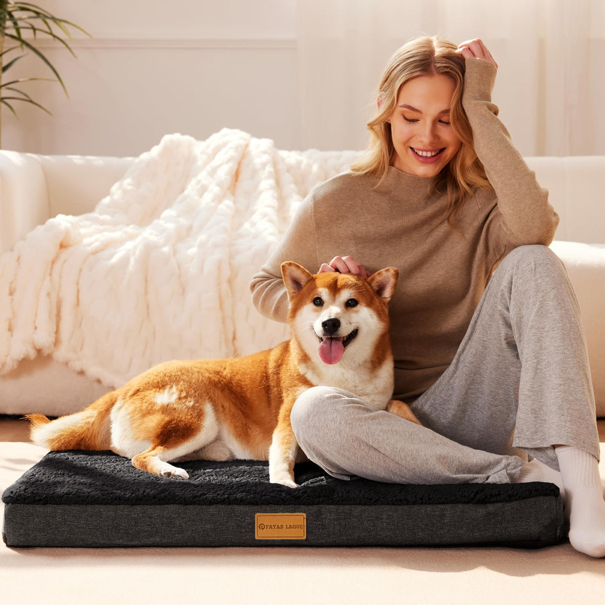 Large Washable Dog Bed 36''X24'' Black A831869