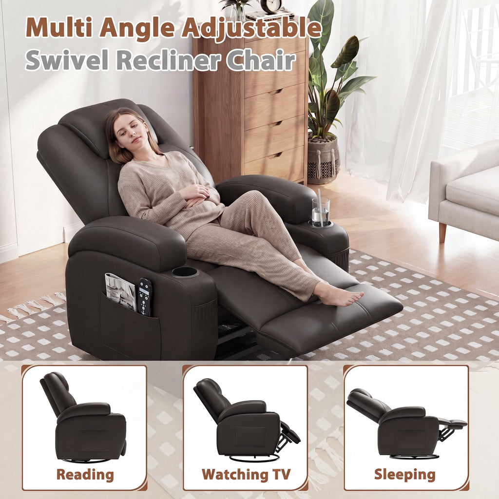 Swivel Rocker Recliner Chair with Vibration Massage R166