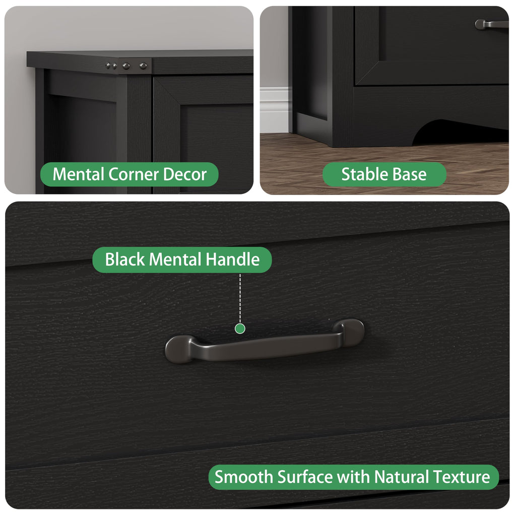 Black 6 Drawer Wood Dresser F469