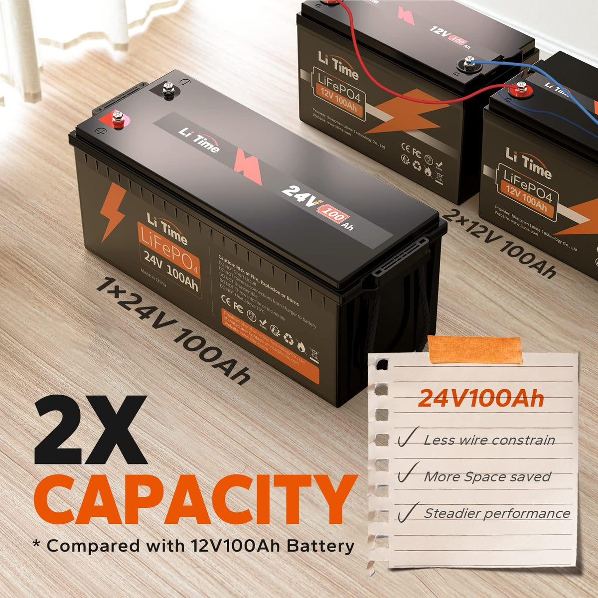 24V 100Ah LiFePO4 Lithium Battery Z732