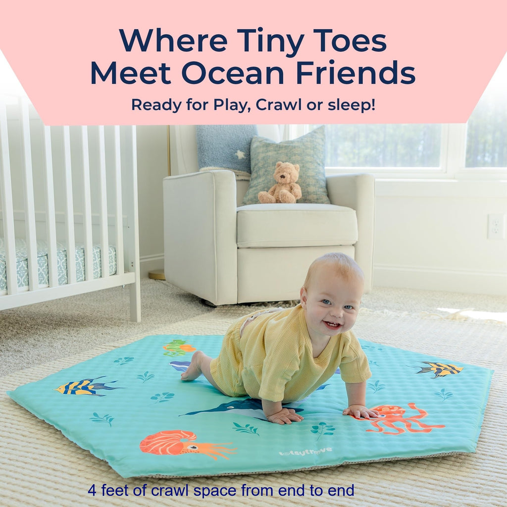 Self Inflating Hexagon Playpen Mat 52" x 45" Non-Slip Cushioned Baby Play Mat W327896