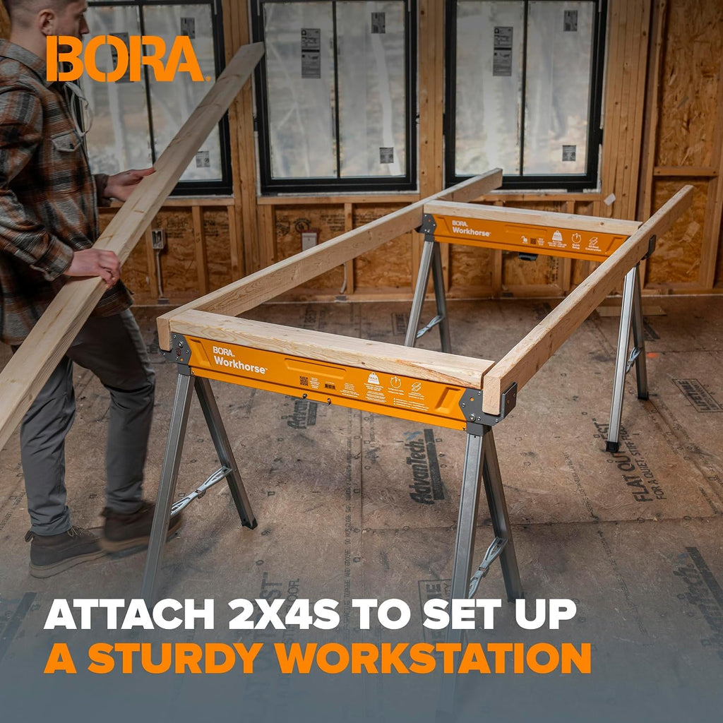 2 Pack Folding Heavy Duty Metal Sawhorse Q824781