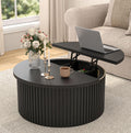 34.6" Fluted Round Lift Top Coffee Table with Hidden Storage, Black A79874