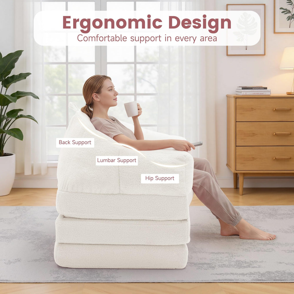 Beige 2 in 1 Convertible Sleeper Sofa Bed V1463