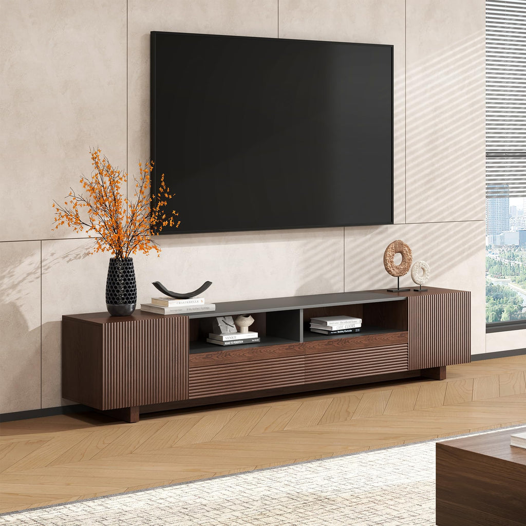 78.8 Inch Dark Brown Walnut TV Stand with Storage X68425