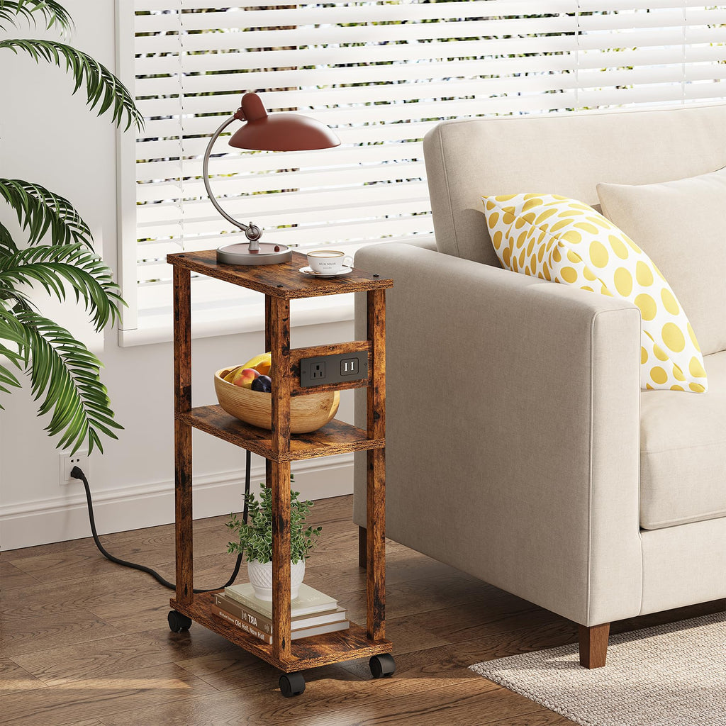 Small Narrow Side Table with Charging Station W217