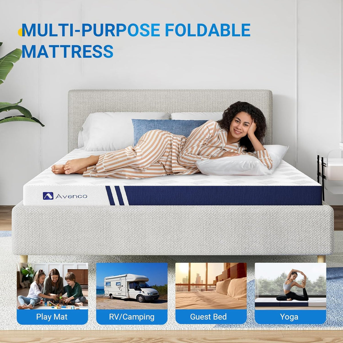 4 Inch Tri-Fold Memory Foam Mattress Topper Q9033