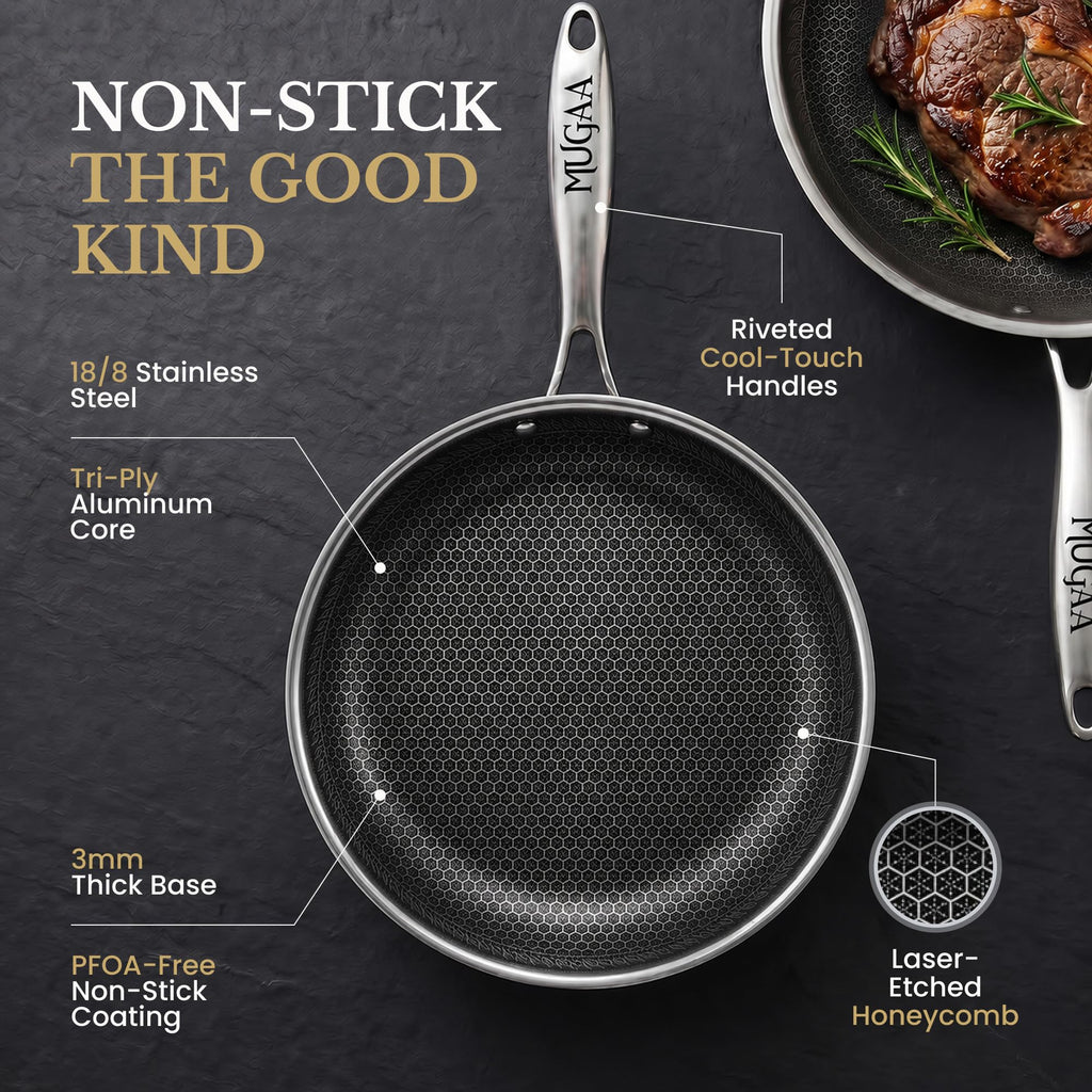 8/10/12" Stainless Steel Nonstick Pan Set I2469