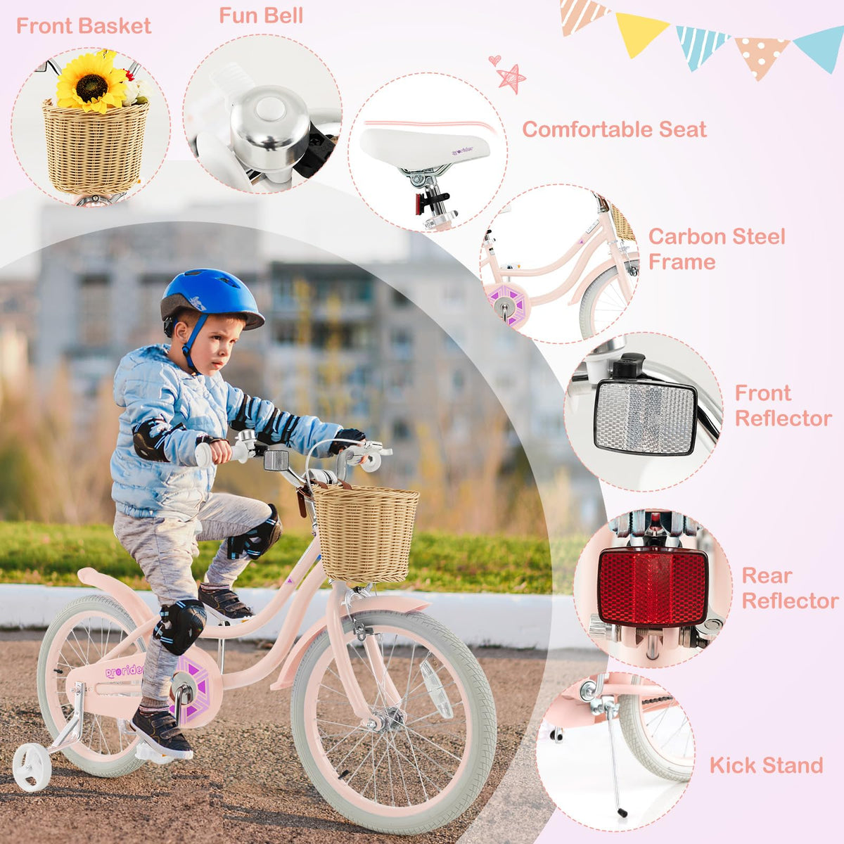 14 16 18 Inch Kids Bike with Training Wheels K44220