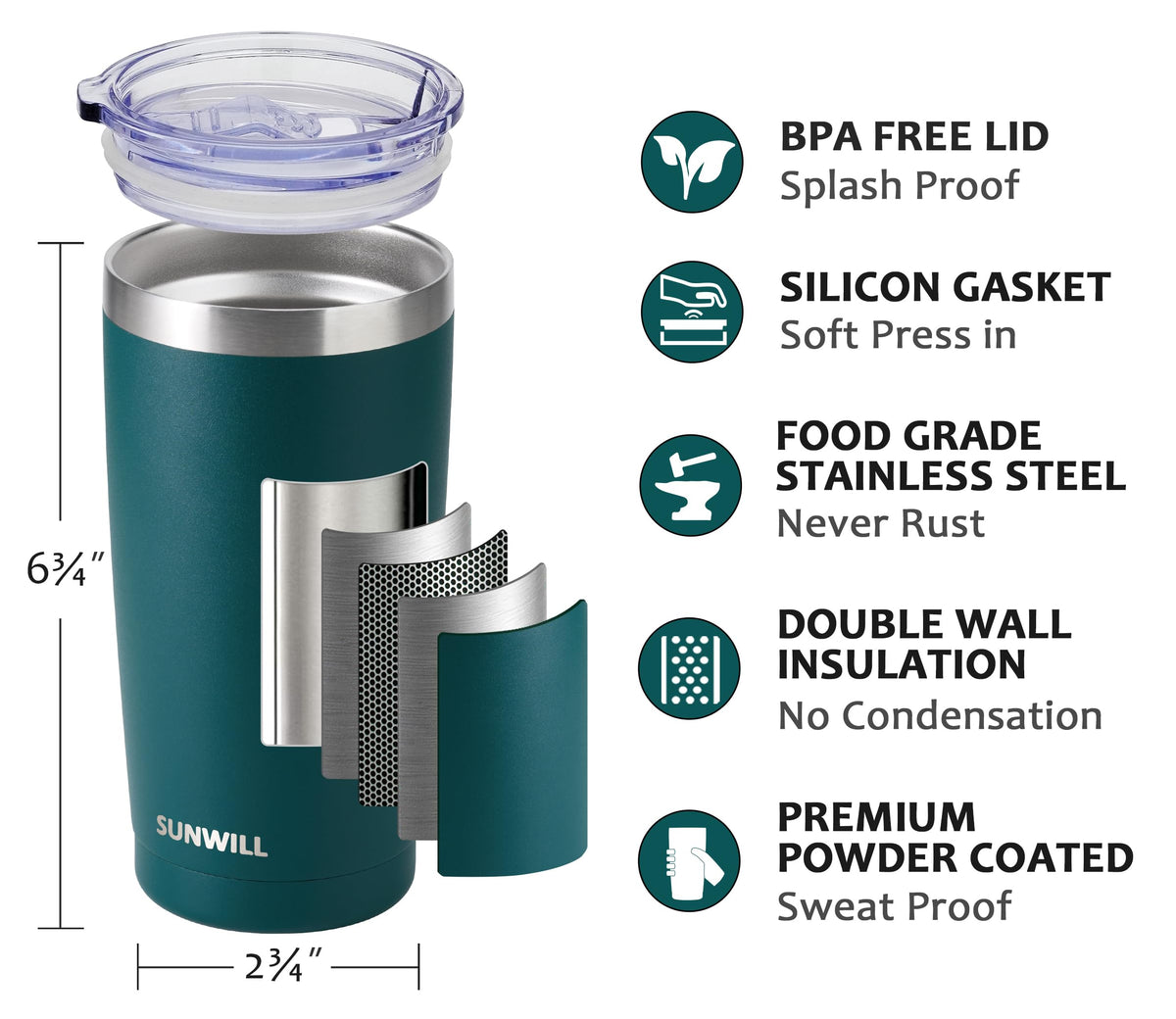 20 oz Insulated Stainless Steel Tumbler Set of 2 G4977