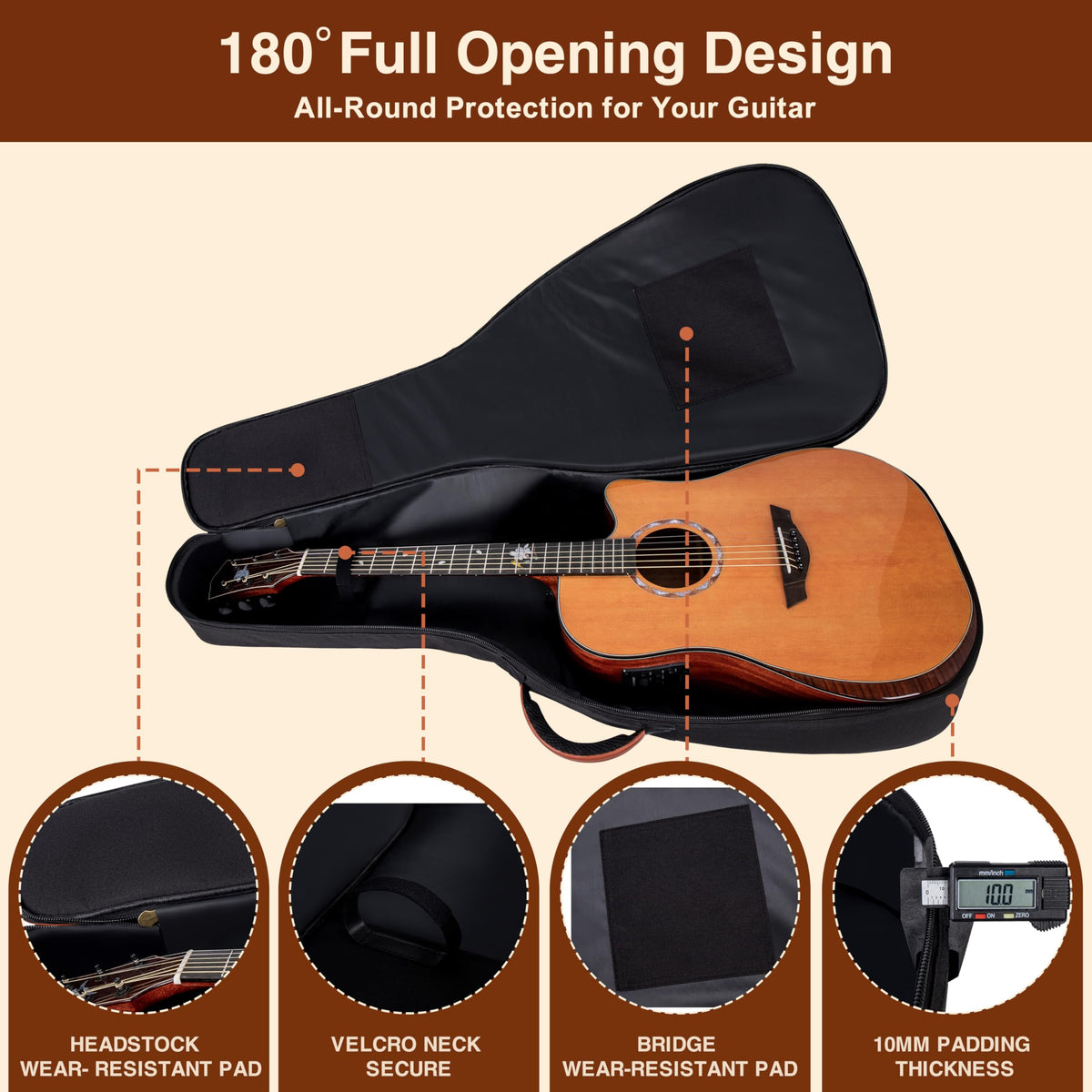 40/41/42" Waterproof PU Leather Acoustic Guitar Bag B71384