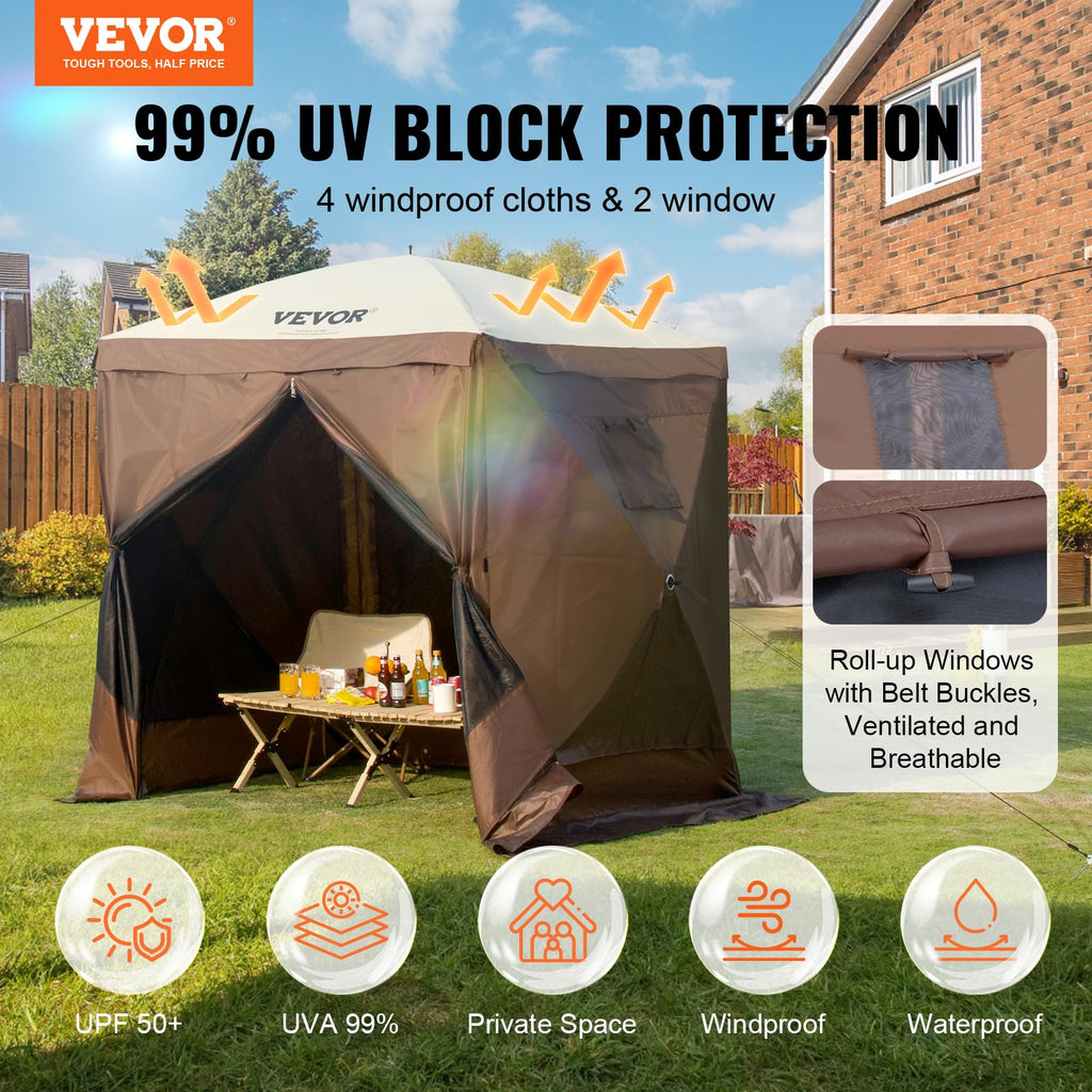 6 x 6 ft Pop Up Gazebo Tent with Mosquito Netting and Privacy Panels Y1576