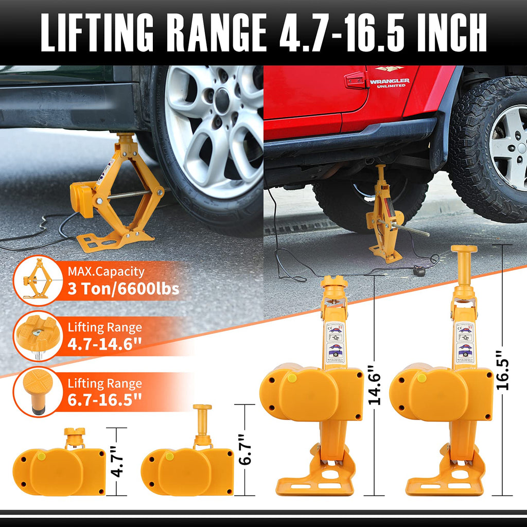 3 Ton 12V Electric Scissor Car Jack Kit with Impact Wrench U874071