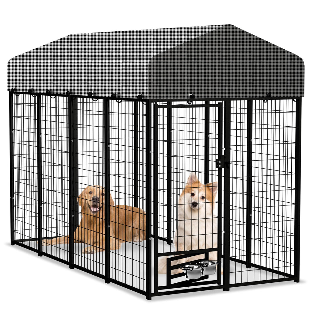 8x4x6 FT Outdoor Dog Kennel with Roof Cover L6797