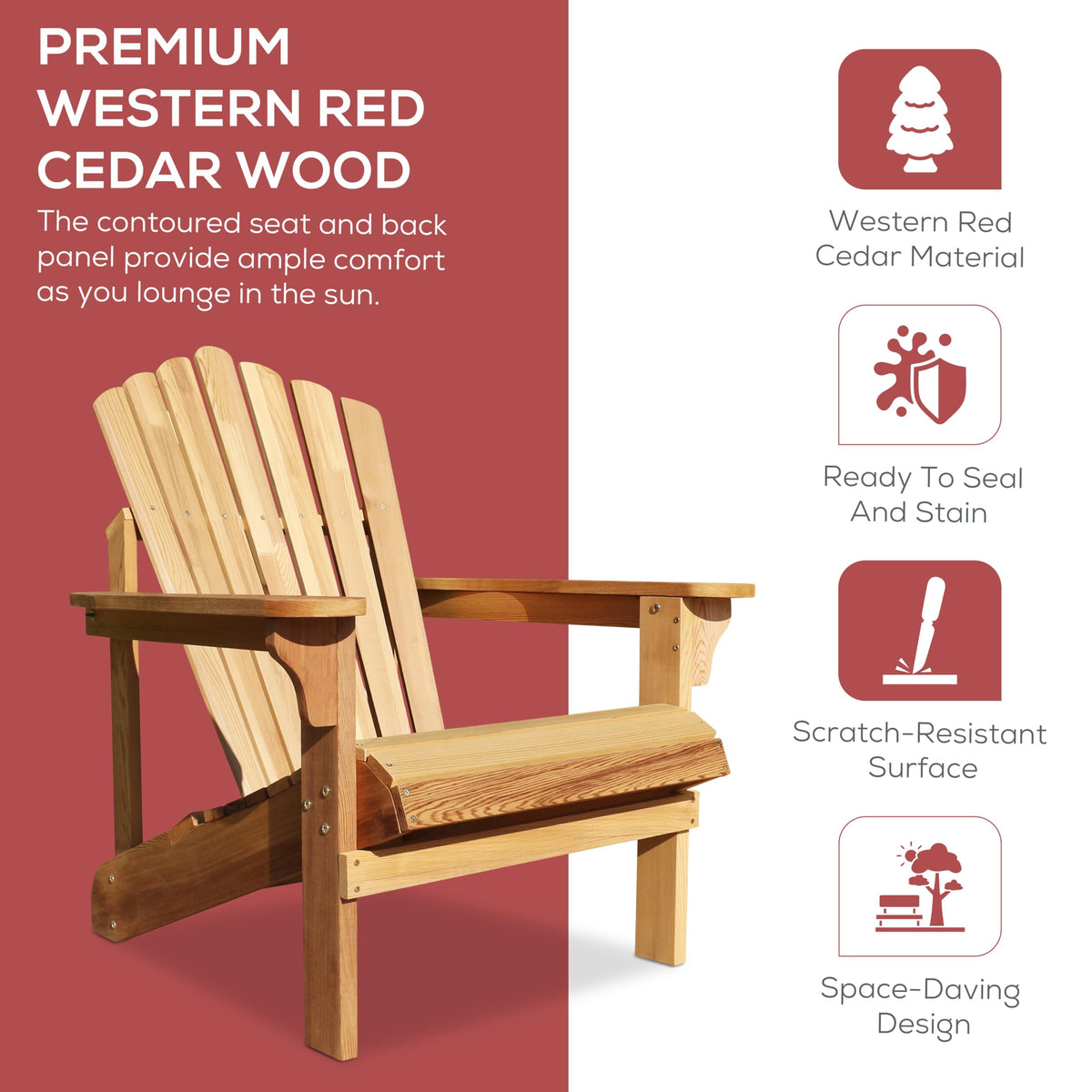 Adirondack Chair Western Red Cedar Q1036