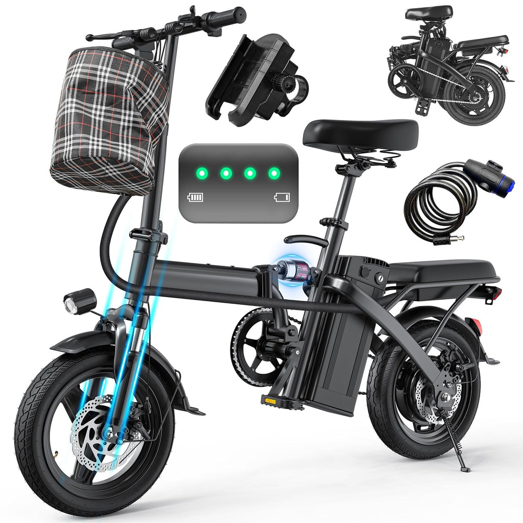 560W 20MPH 32 Miles Range 48V 10Ah 14" Foldable Electric Bike E1627