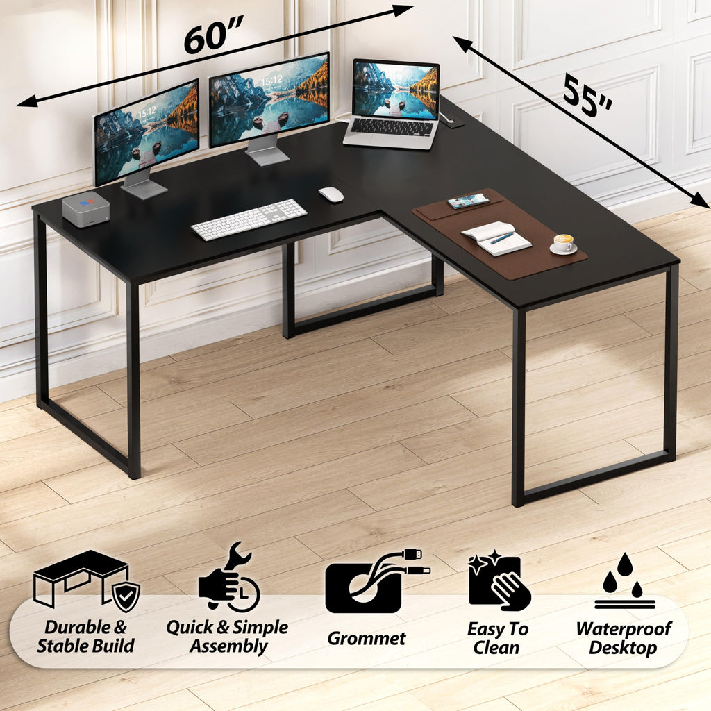 Black L-Shape Computer Desk L27014