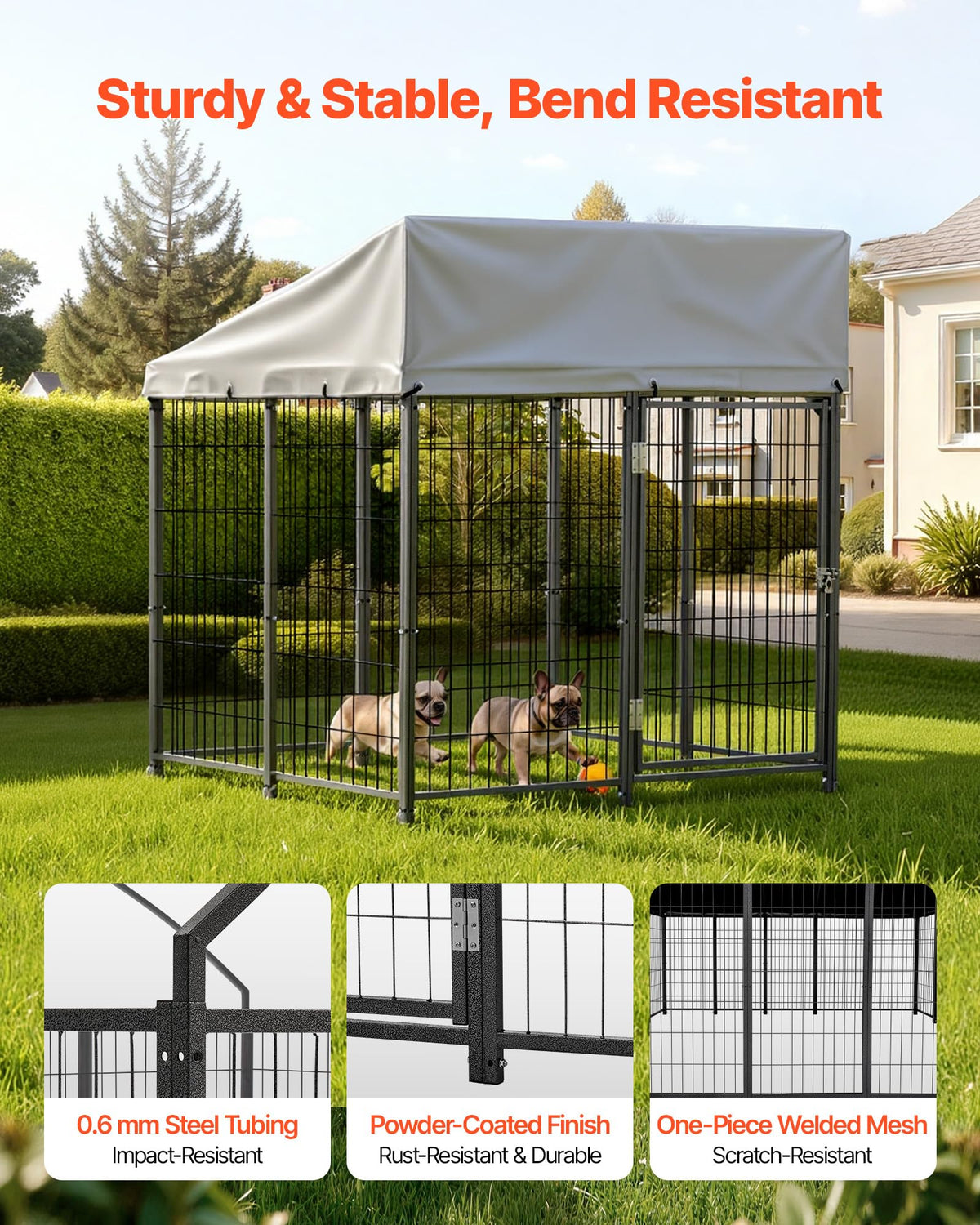 Outdoor Dog Kennel with UV-Resistant & Waterproof Roof Cover J823799
