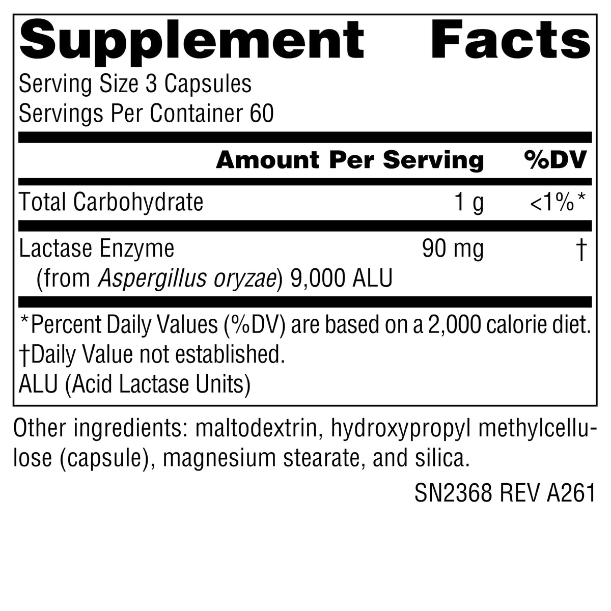 Lactase Digest 180 Vegetarian Capsules E13161